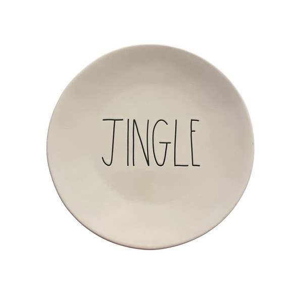 Rae Dunn Artisan Collection Magenta JINGLE Christmas Appetizer Dessert Plate - Picture 1 of 2